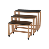 TopStyle Red Oak Solid Wood Nesting Table Set of 3